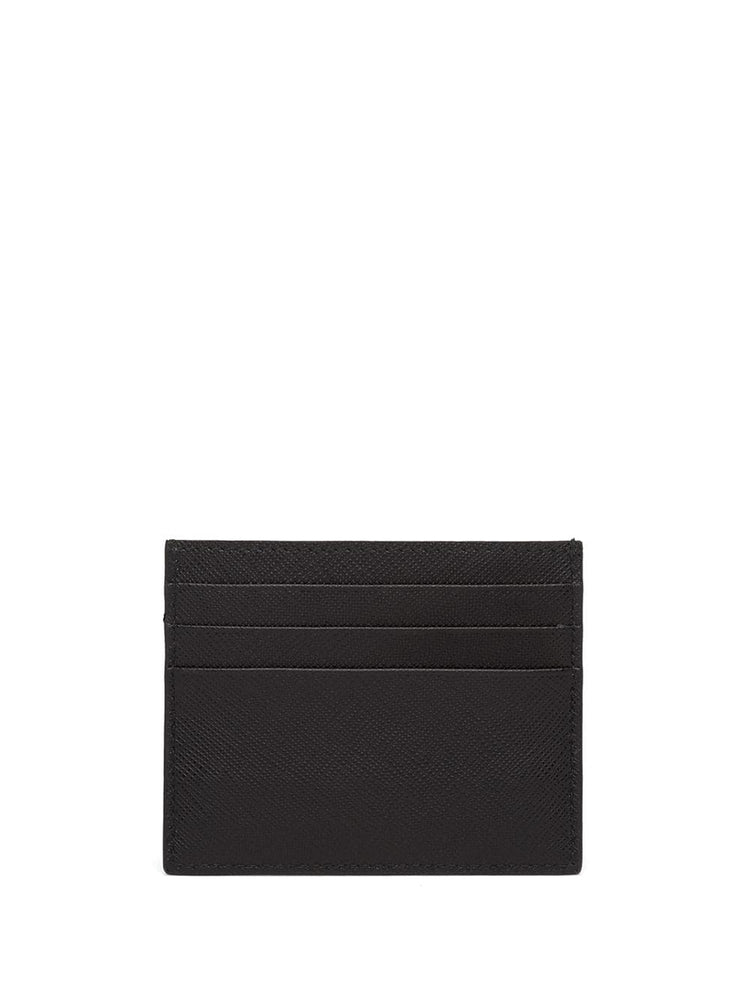 logo-plaque Saffiano leather cardholder