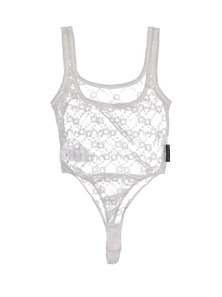 MOONOGRAM MESH FLOCK SQUARENECK BODYSUIT