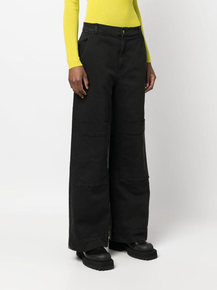 PAROSH multiple-pockets high-waisted trousers