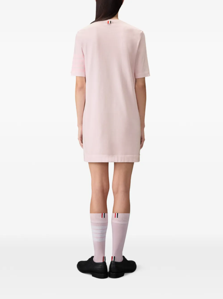 GARMENT DYED SS TEE SHIRT DRESS W/ TONAL 4 BAR IN MED WEIGHT JERSEY W/ OVERDYED 4 BAR