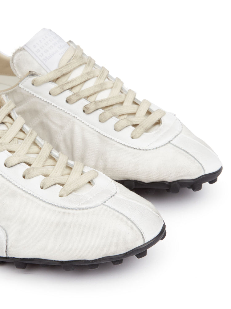 leather lace-up trainers