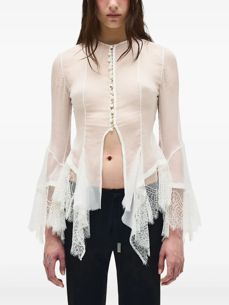 KRISTABEL FITTED HANDKERCHIEF SHIRT WITH LACED BOR