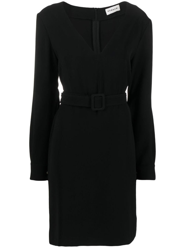 PAROSH belted V-neck minidress