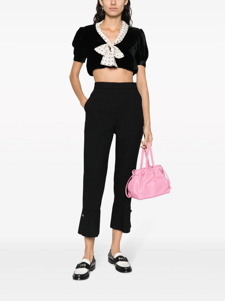 pressed-crease high-waisted trousers