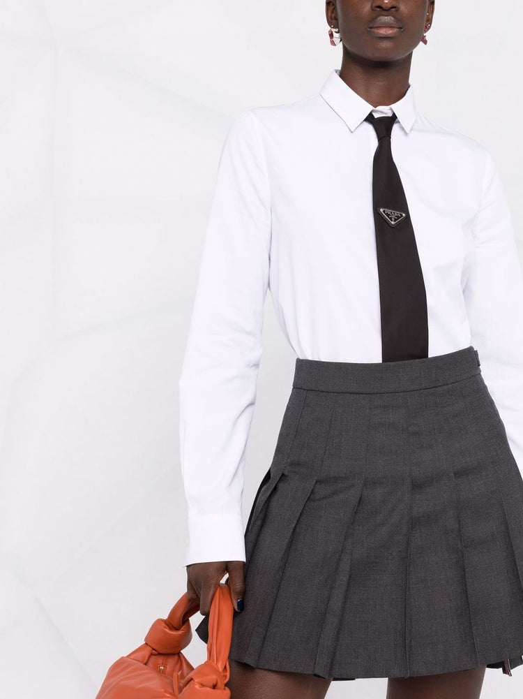 pleated mini skirt