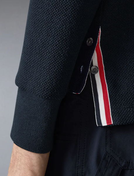 LONG SLEEVE POLO IN TEXTURED PIQUE W/ ENG 4 BAR