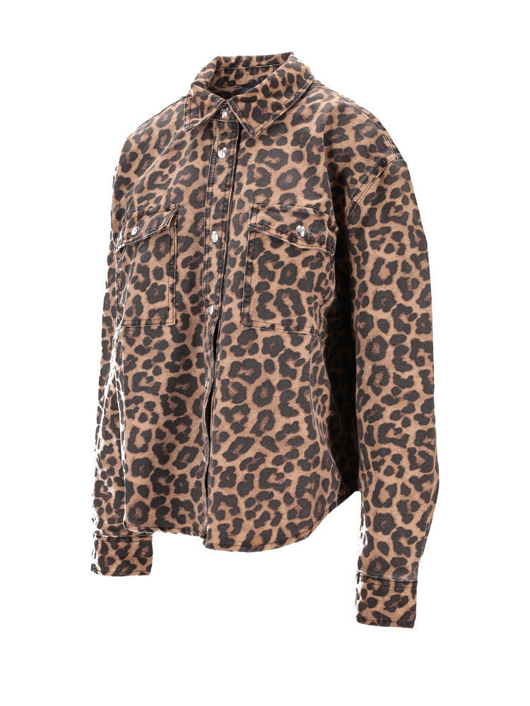 PAXTON SHIRT - BLACK AND BROWN LEOPARD