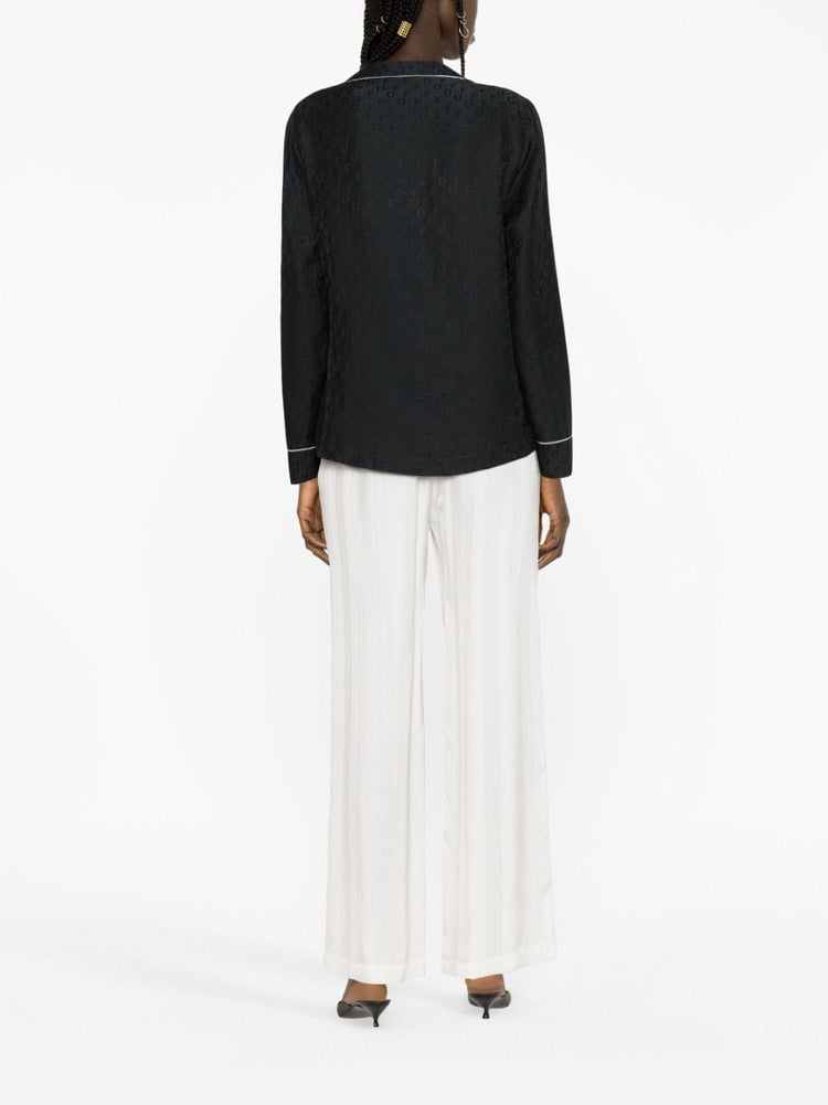 OFF WHITE logo-jacquard satin pyjama shirt