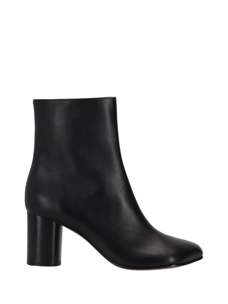 OBLIQUA BLOCK HEEL BOOTIES - Calfskin