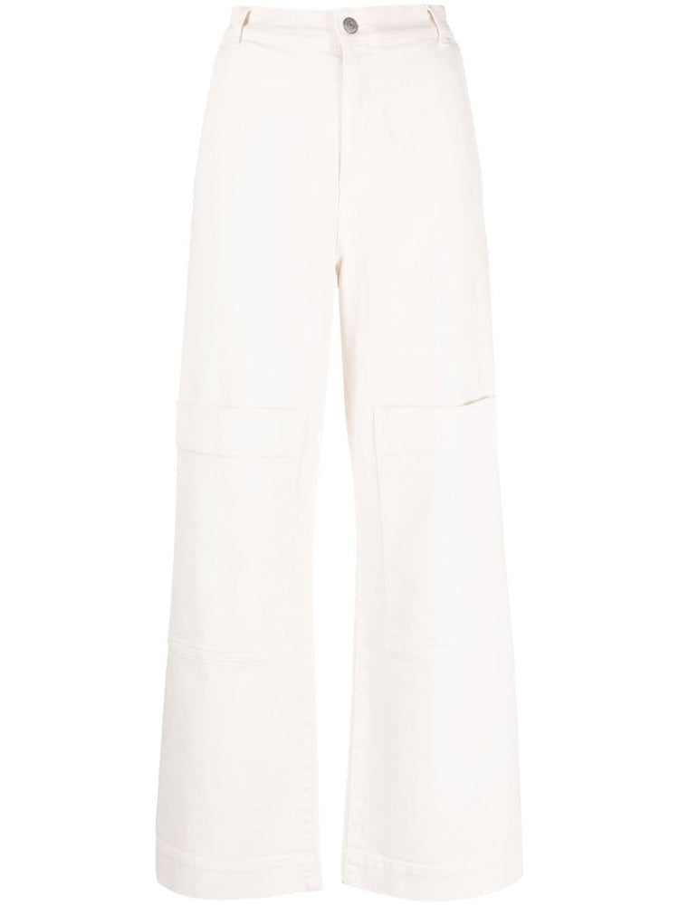 PAROSH multiple-pockets high-waisted trousers