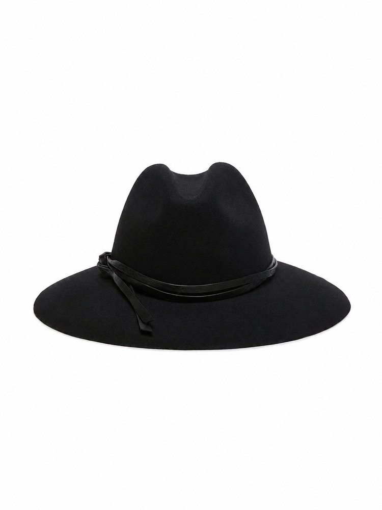 GOLDEN FEDORA HAT FELT WITH LEATHER BELT