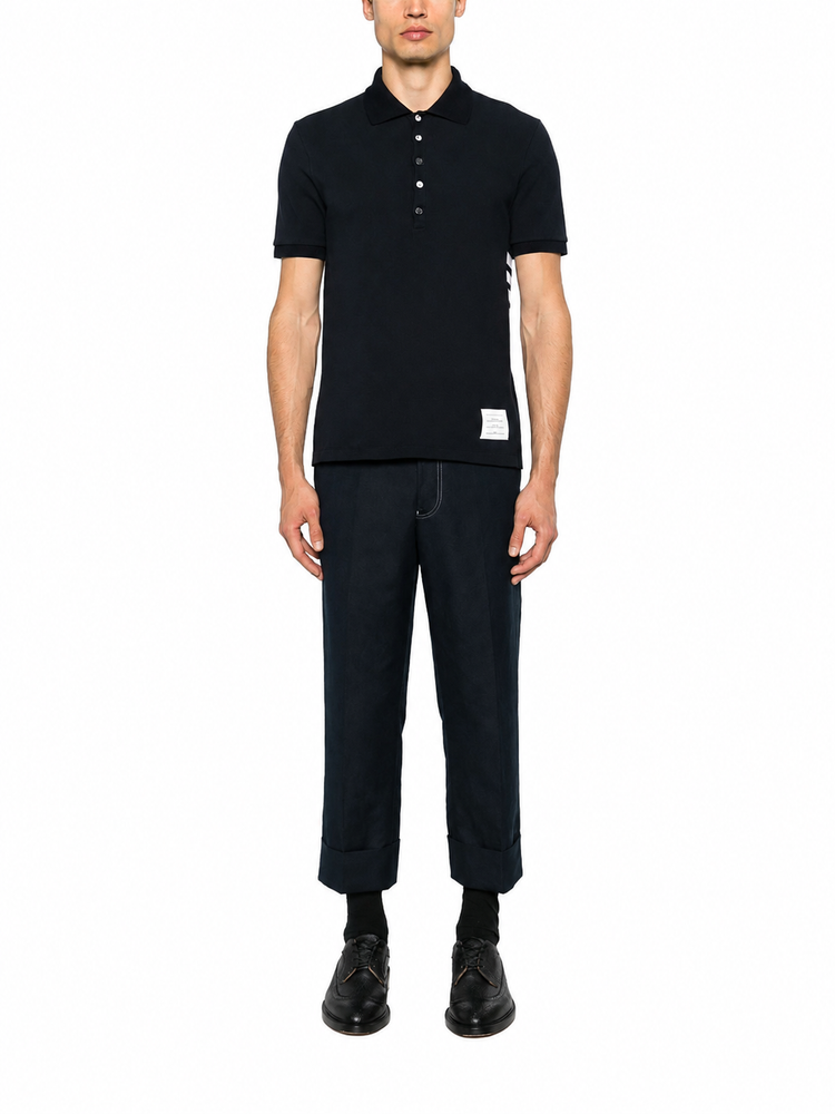 SHORT SLEEVE RIB CUFF POLO W/ ENGINEERED 4 BAR STRIPE IN CLASSIC PIQUE