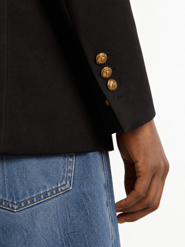 GOLDEN M'S DOUBLE BREASTED BLAZER COMPACT GABARDINE WOOL