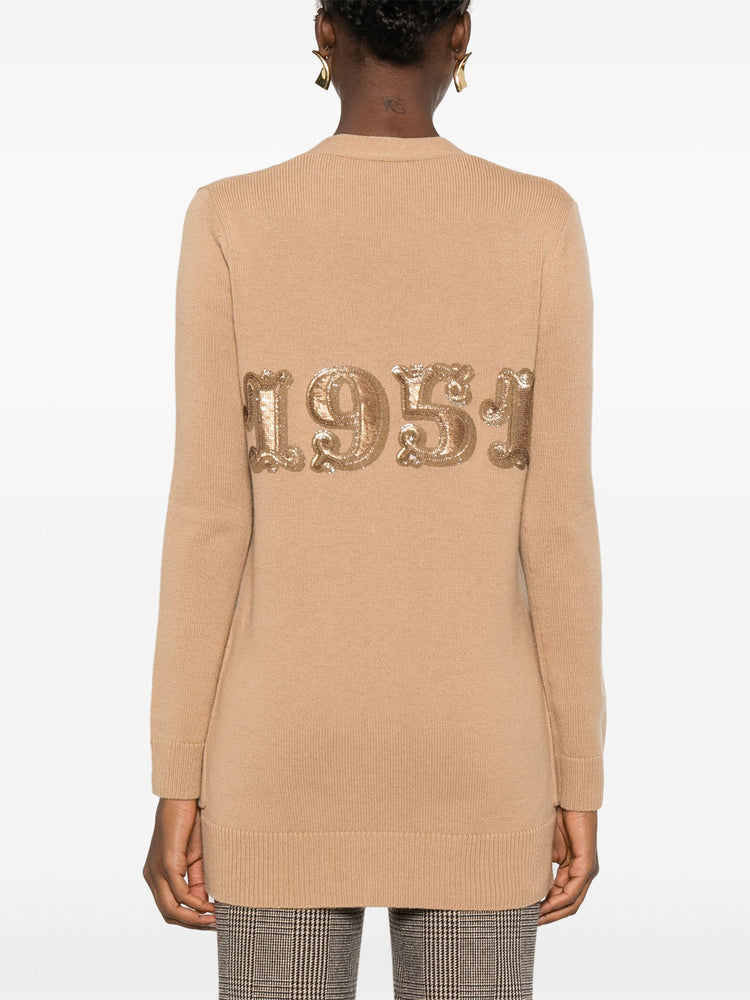 Virgin wool and cashmere cardigan with sequins