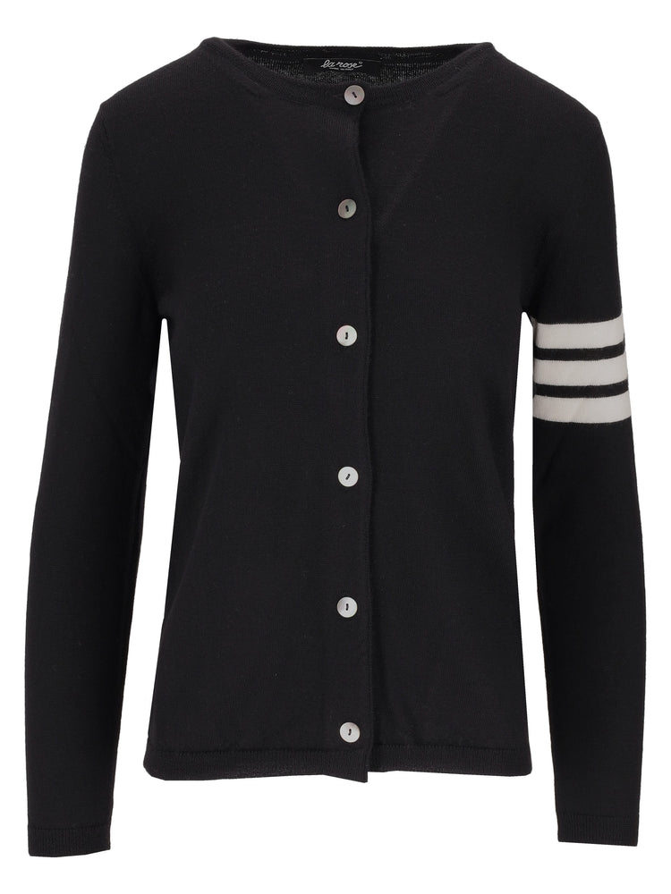 LA ROSE grey cardigan white stripes