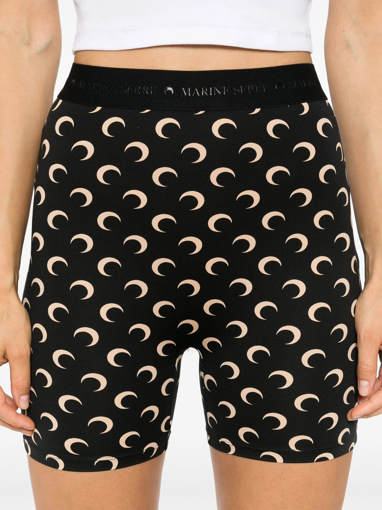 MOON PRINTED JERSEY BIKER SHORTS