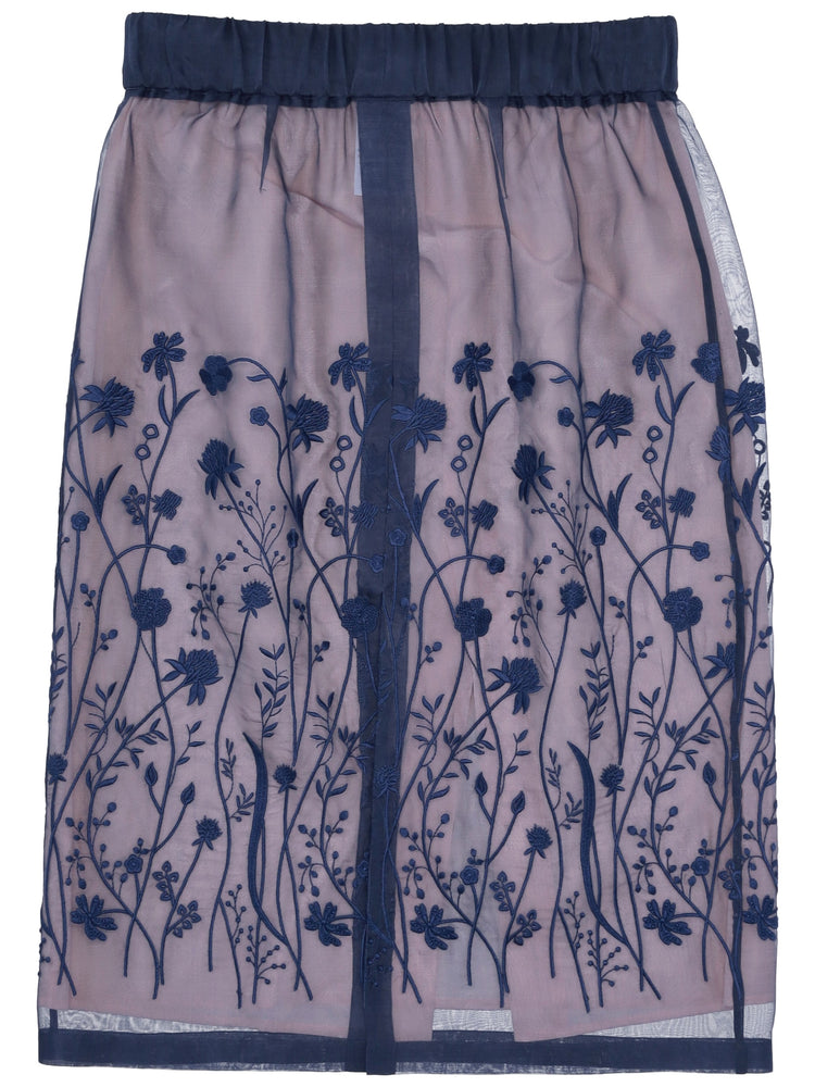 Sorgente floral-embroidered midi skirt