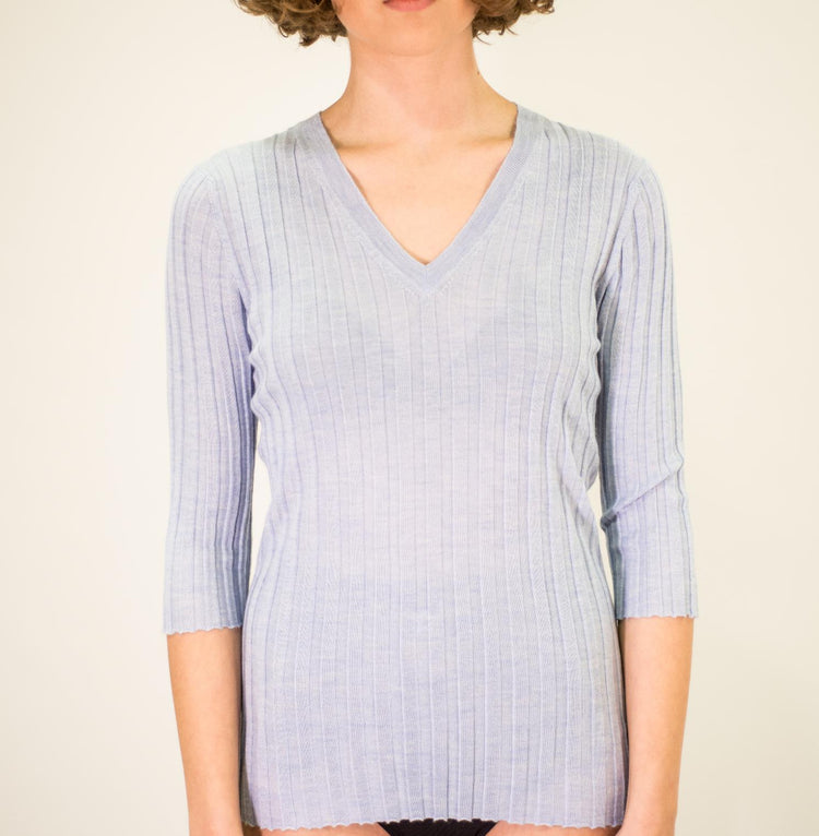 LA ROSE V neck cash/silk hot pink