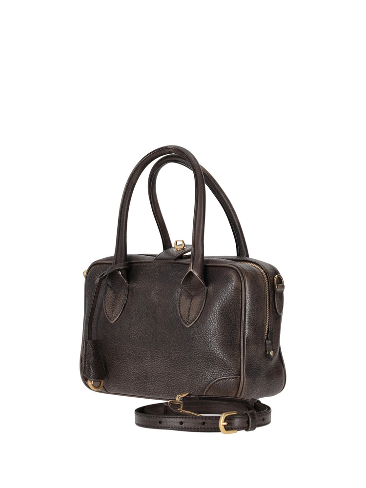 VITA BAG TREATED LEATHER BODY GOLD METAL DETAILS