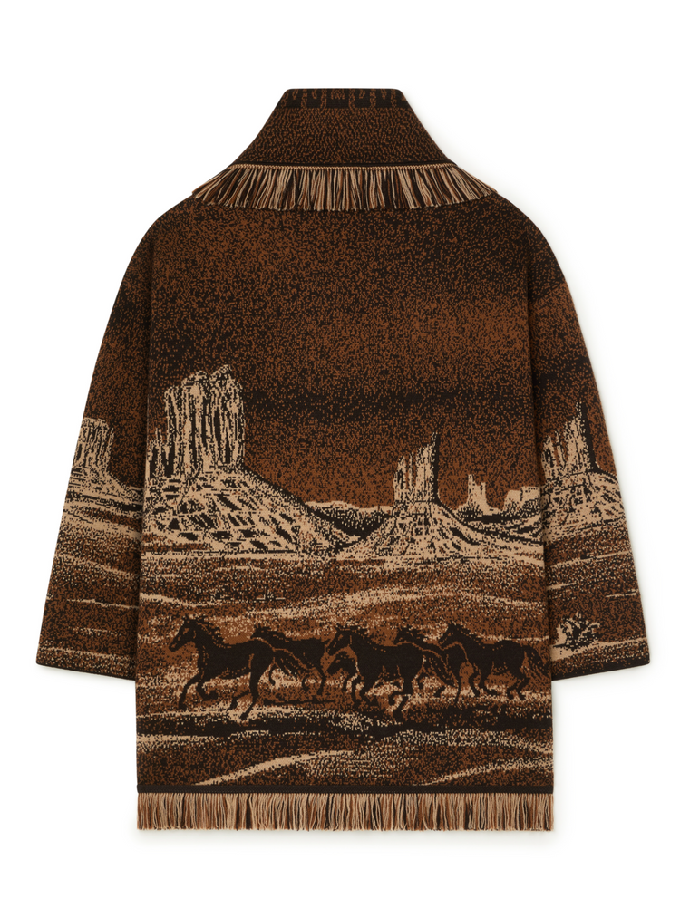WILD WILD CARDIGAN COFFEE/MULTICOLOR