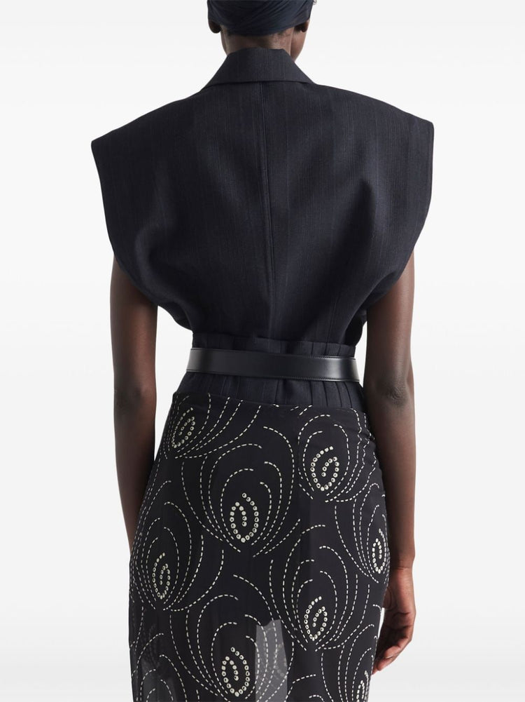 sleeveless wool blazer