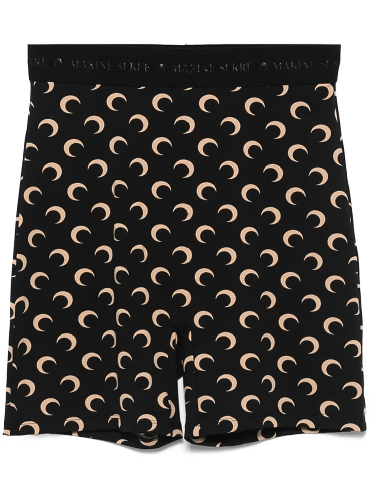 MOON PRINTED JERSEY BIKER SHORTS