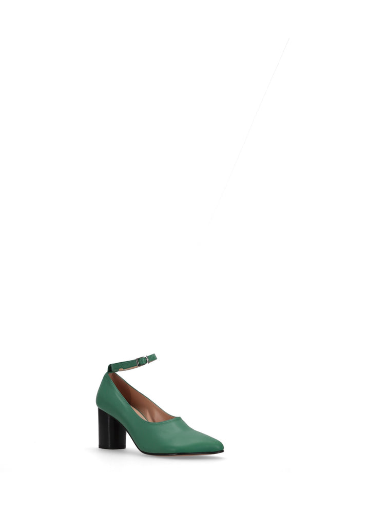 OBLIQUA BLOCK HEEL PUMPS - Calfskin Leather