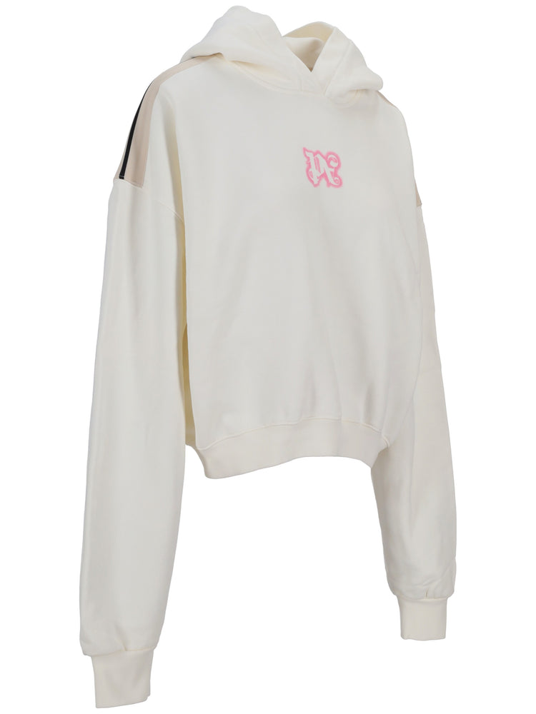 CLASSIC LOGO NEON CROP HOODY OFF WHITE -