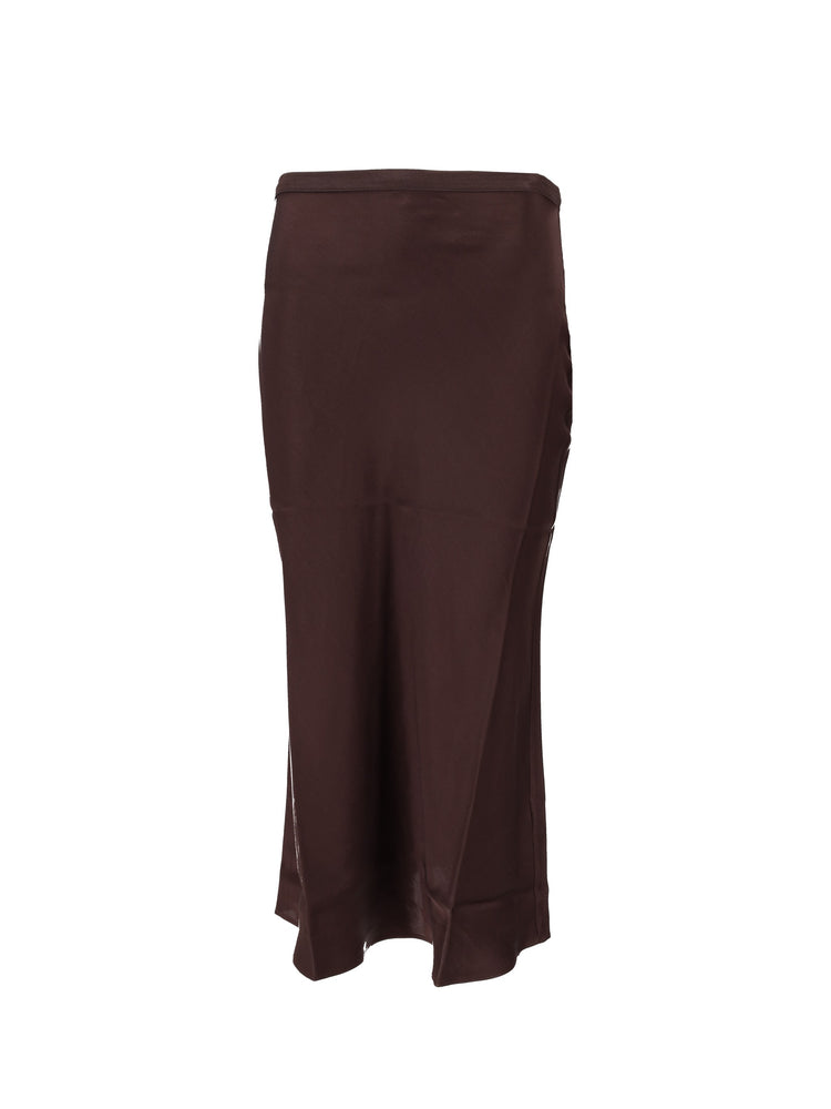 BAR SILK SKIRT - DEEP BROWN
