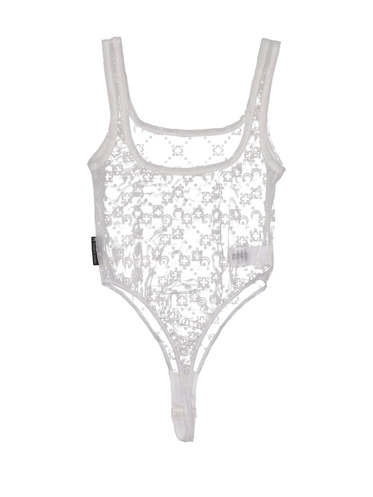 MOONOGRAM MESH FLOCK SQUARENECK BODYSUIT