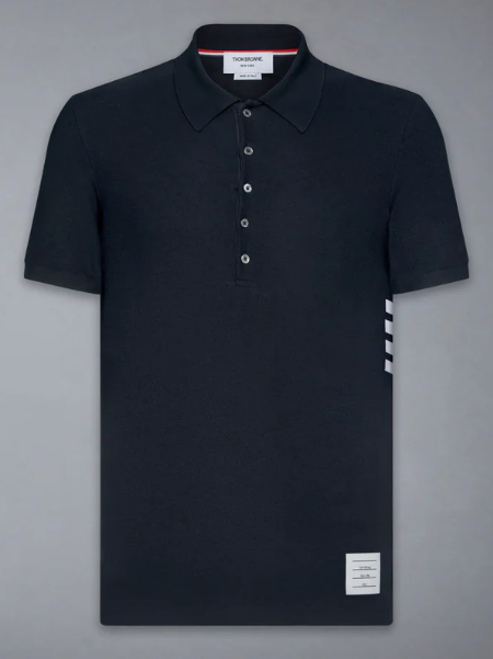 SHORT SLEEVE RIB CUFF POLO W/ ENGINEERED 4 BAR STRIPE IN CLASSIC PIQUE
