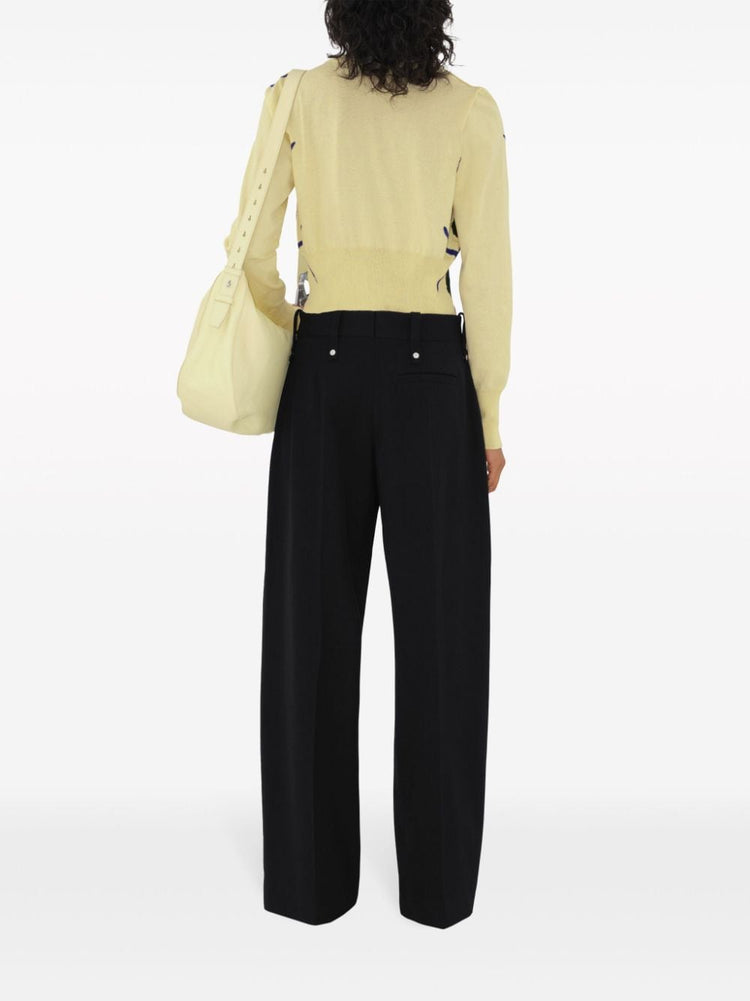 argyle-intarsia cropped cotton jumper