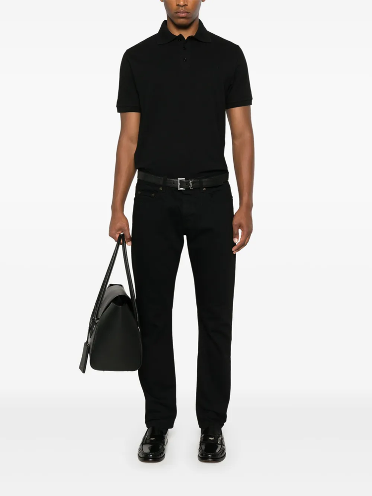 Cassandre-embroidered piqué polo shirt