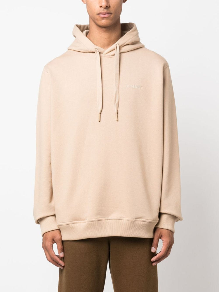 BURBERRY logo-embroidered cotton hoodie