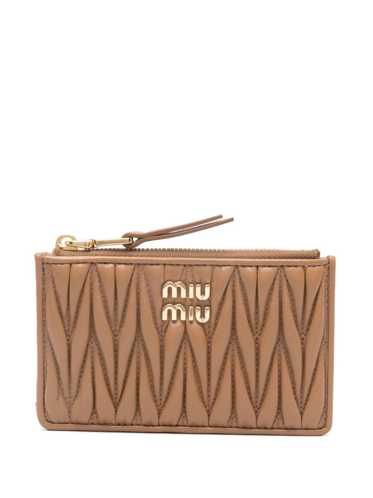 matelassé zipped card holder