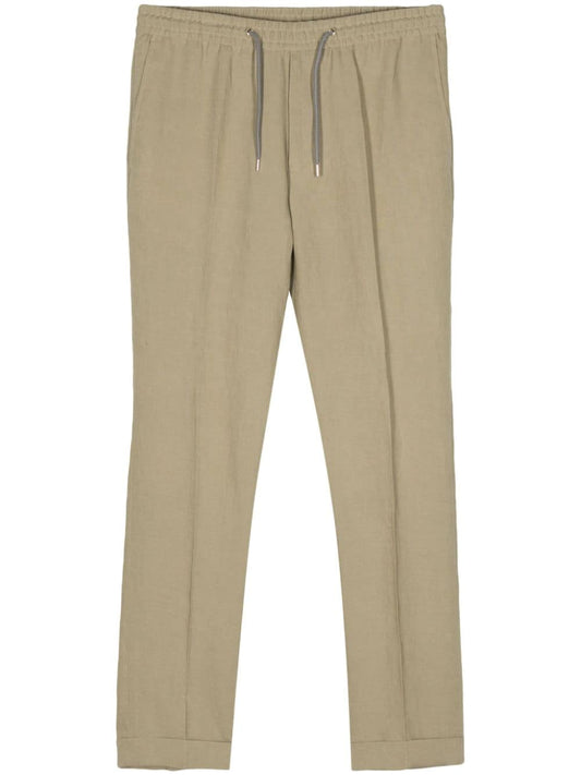 drawstring-waist linen trousers