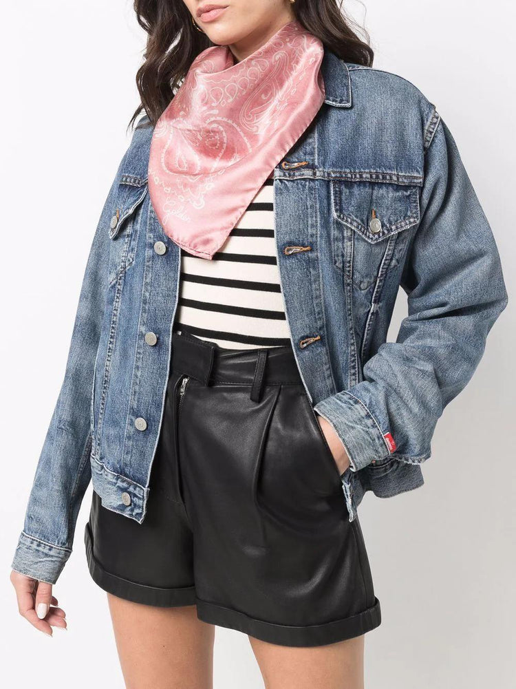 GOLDEN FOULARD PAISLEY PRINT SILK