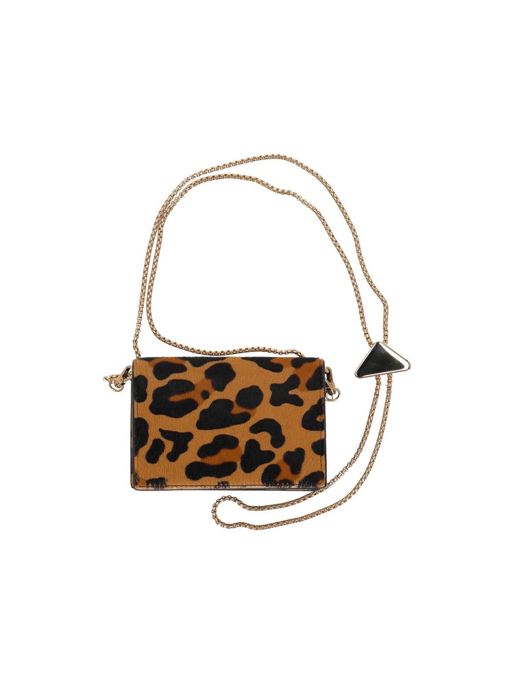 calf hair leopard print card holder
