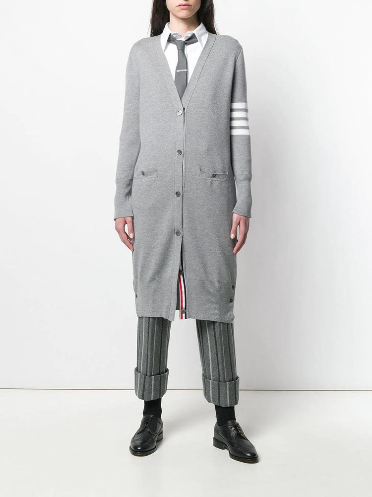 MILANO STITCH LONG V NECK CARDIGAN IN FINE MERINO WOOL