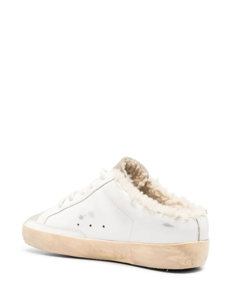 SUPER-STAR SABOT LEATHER UPPER SUEDE TOE SHINY LEATHER STAR SHEARLING LINING