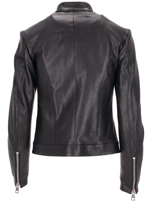 leather bomber black