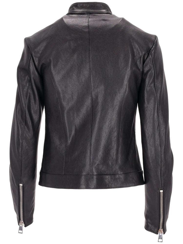 leather bomber black