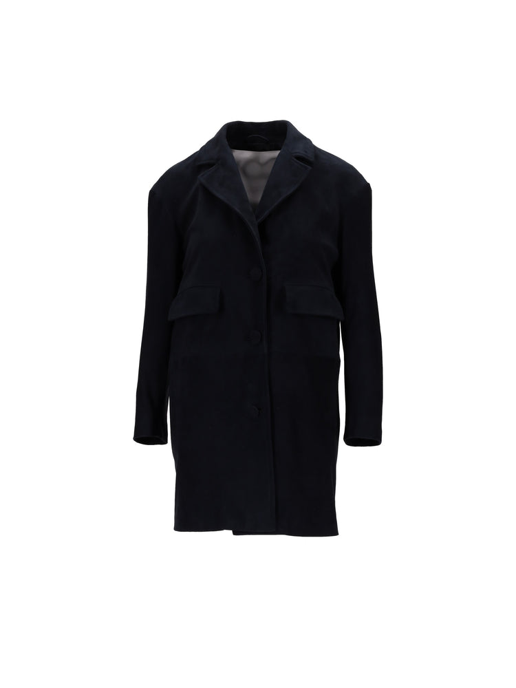 LA ROSE giacca camoscio spacco dietro