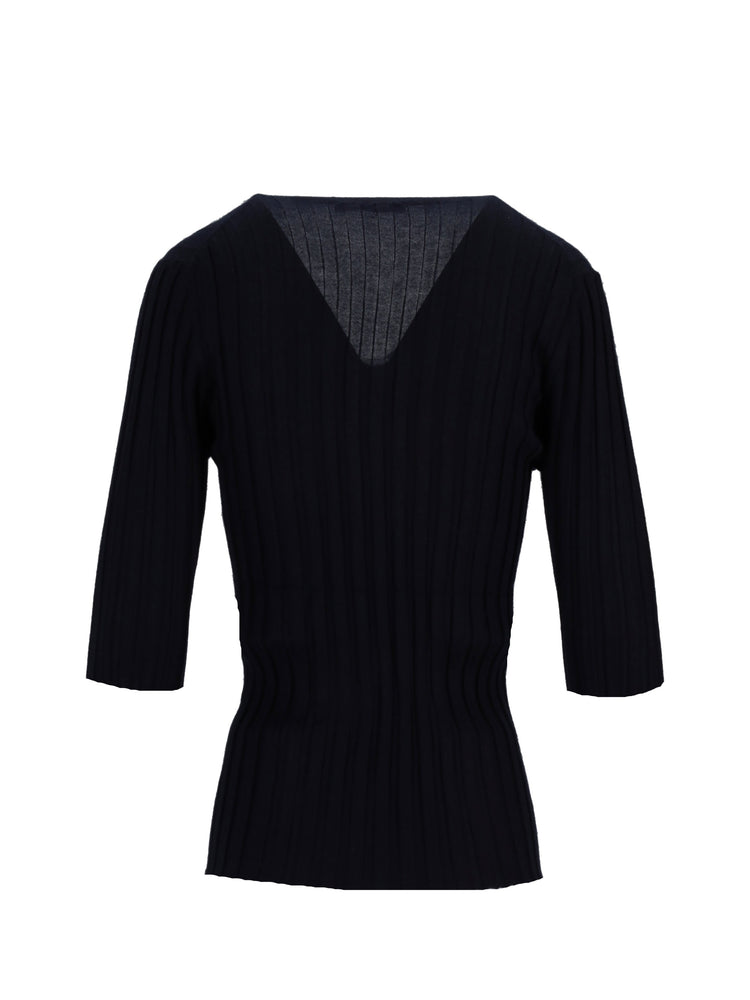 LA ROSE V neck cash/silk hot pink