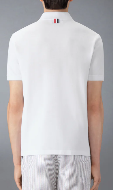 SHORT SLEEVE RIB CUFF POLO W/ ENGINEERED 4 BAR STRIPE IN CLASSIC PIQUE