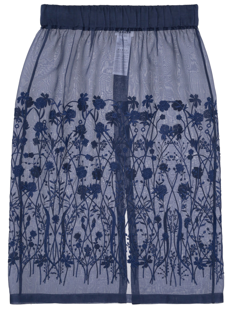 Sorgente floral-embroidered midi skirt