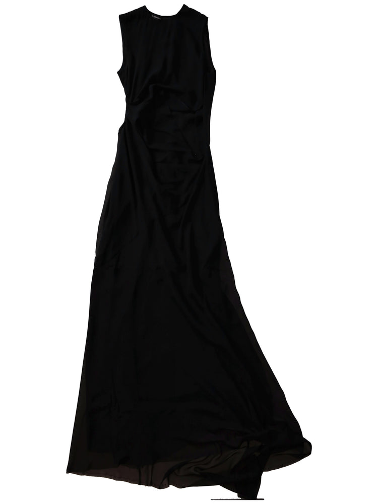 Leah long asymmetric sleeveless dress