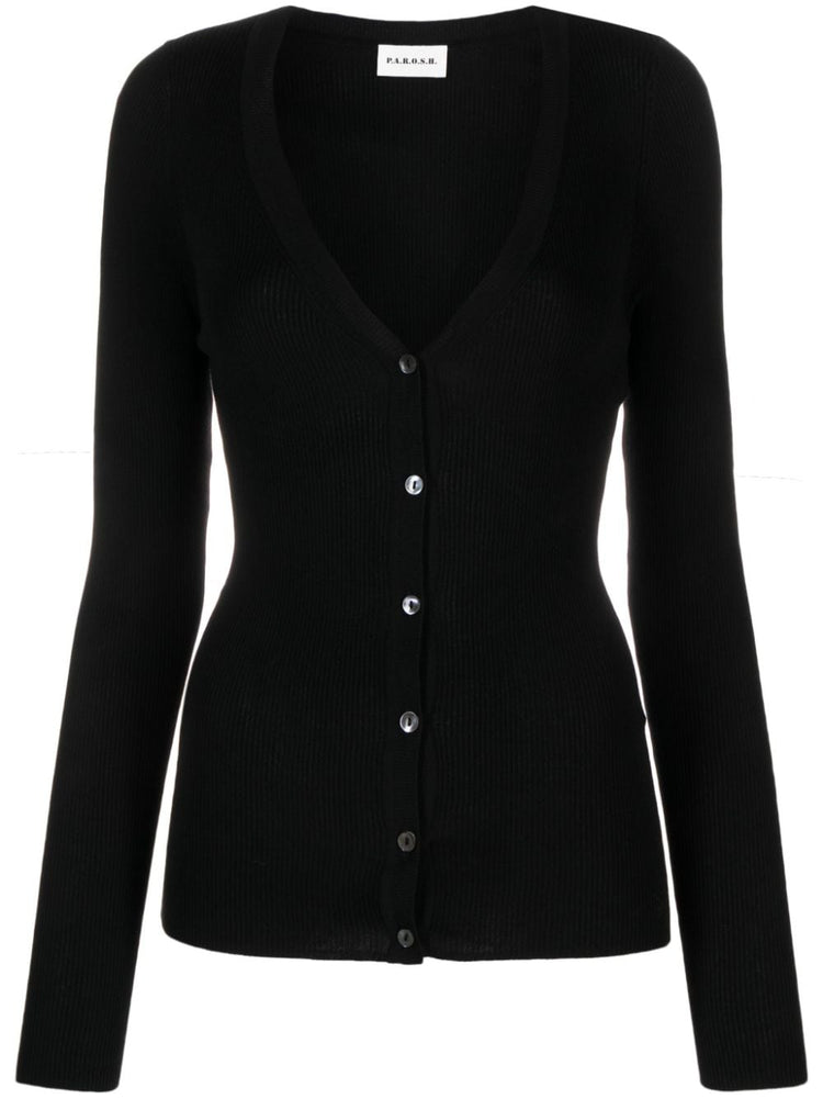 ribbed-knit cardigan