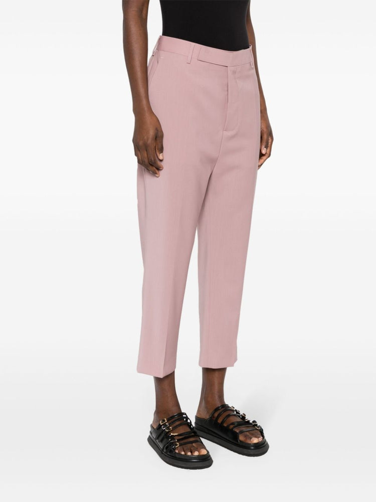 pressed-creased wool trousers