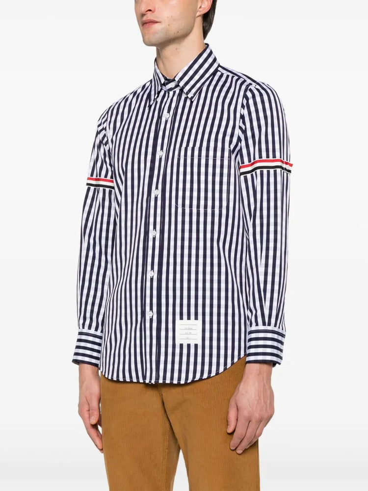 STRAIGHT FIT PC L/S SHIRT W/GG ARMBAND IN GINGHAM CHECK POPLIN